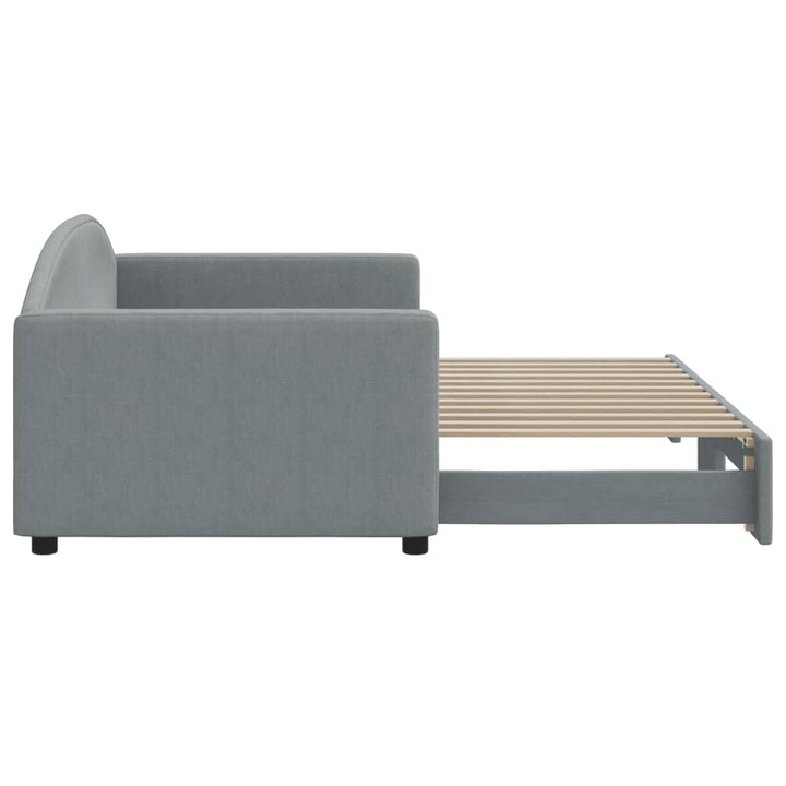daybed med udtræk 90x200 cm stof lysegrå