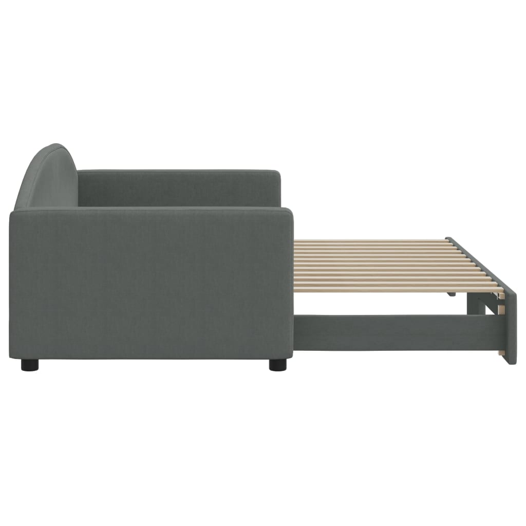 daybed med udtræk 90x200 cm stof mørkegrå