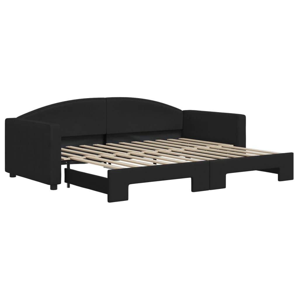 daybed med udtræk 90x200 cm stof sort