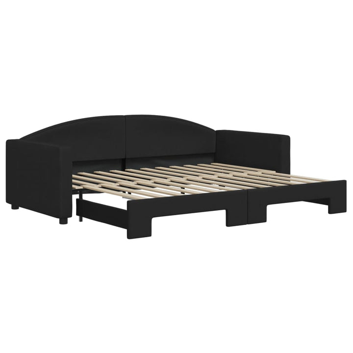 daybed med udtræk 90x200 cm stof sort