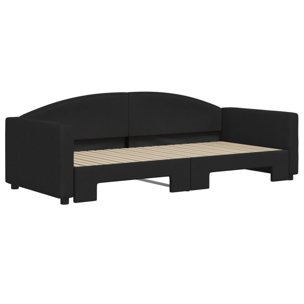daybed med udtræk 90x200 cm stof sort