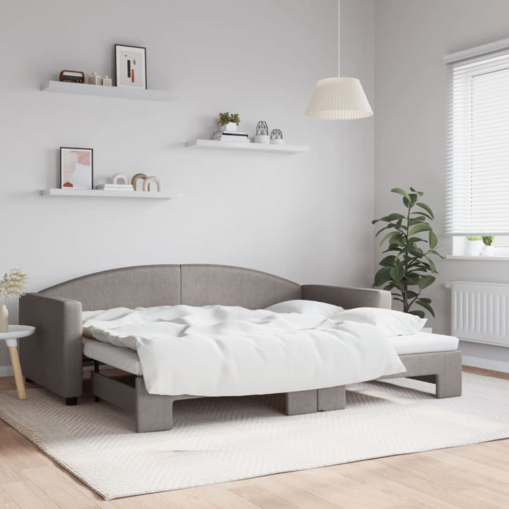 daybed med udtræk 90x200 cm stof gråbrun
