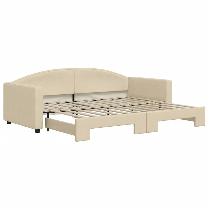 daybed med udtræk 90x200 cm stof cremefarvet