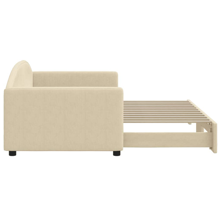 daybed med udtræk 90x200 cm stof cremefarvet