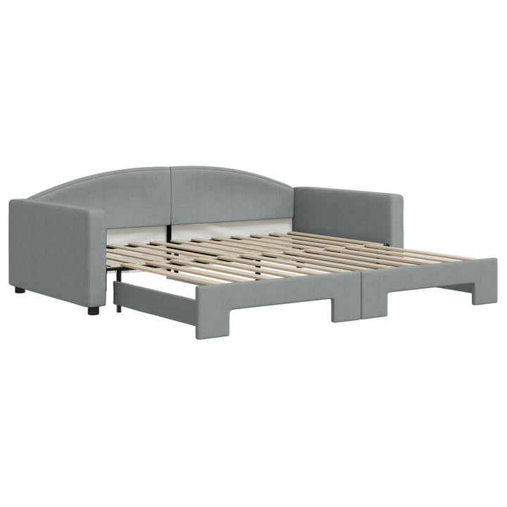 daybed med udtræk 100x200 cm stof lysegrå