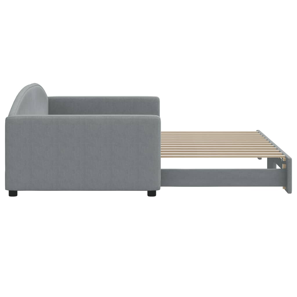 daybed med udtræk 100x200 cm stof lysegrå