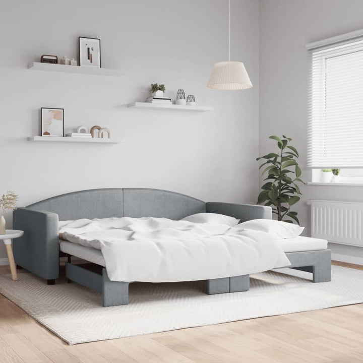daybed med udtræk 100x200 cm stof lysegrå