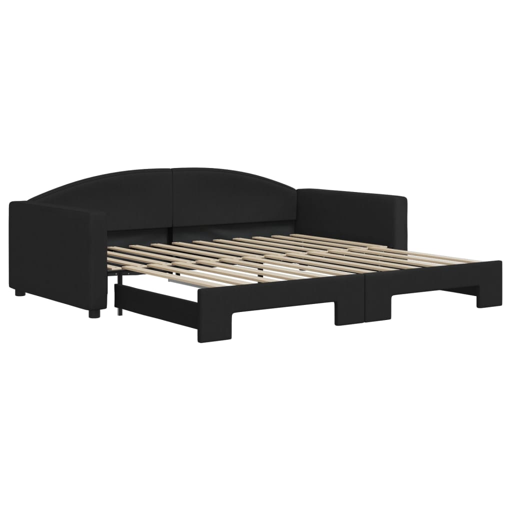 daybed med udtræk 100x200 cm stof sort