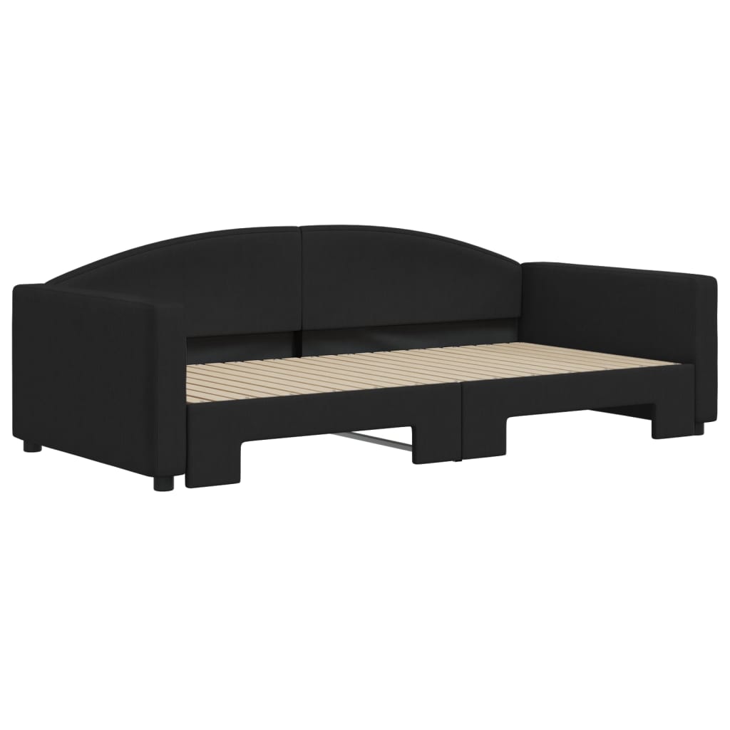 daybed med udtræk 100x200 cm stof sort