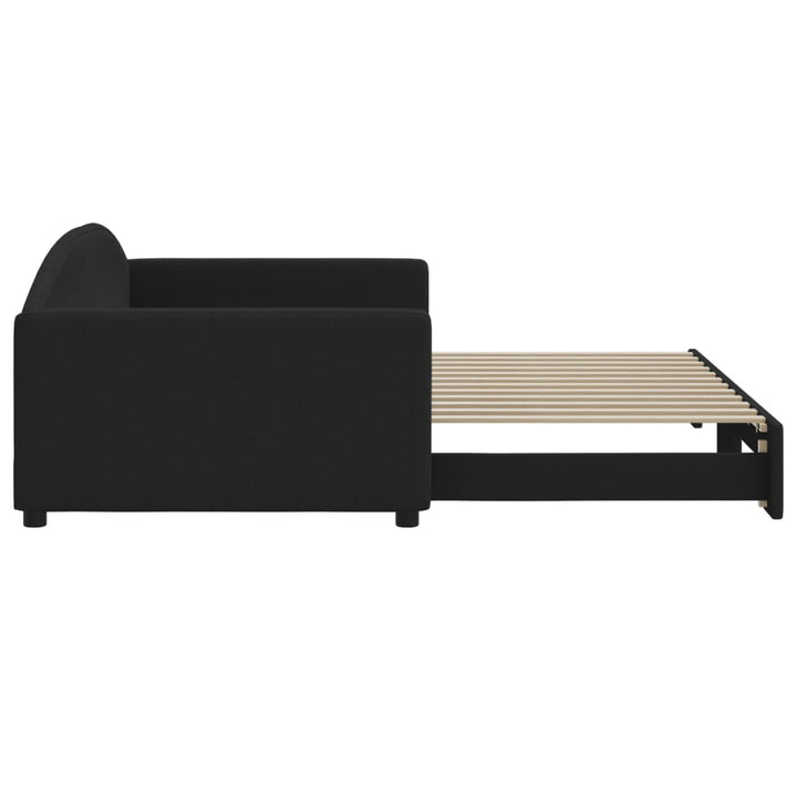 daybed med udtræk 100x200 cm stof sort