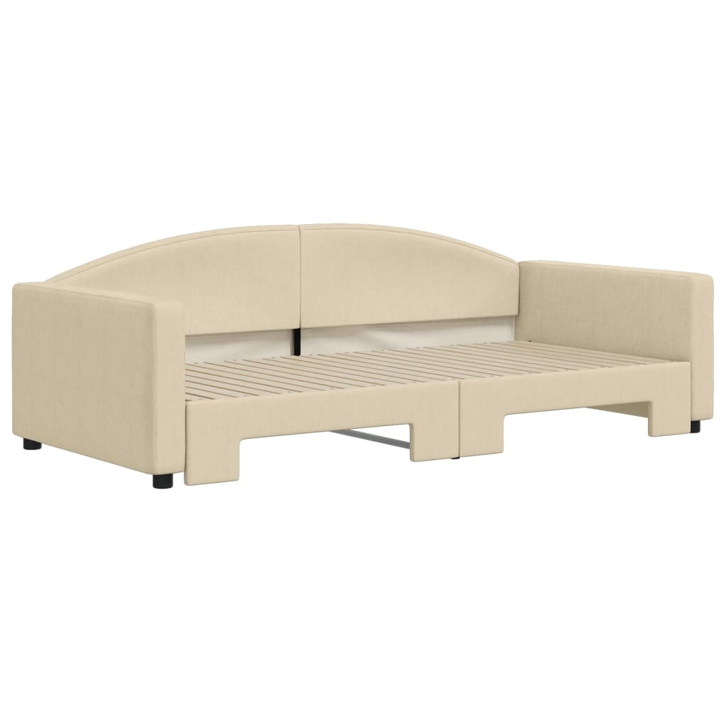 daybed med udtræk 100x200 cm stof cremefarvet