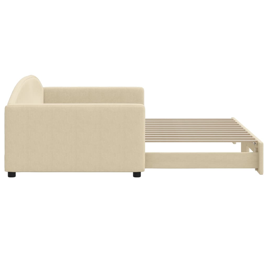 daybed med udtræk 100x200 cm stof cremefarvet