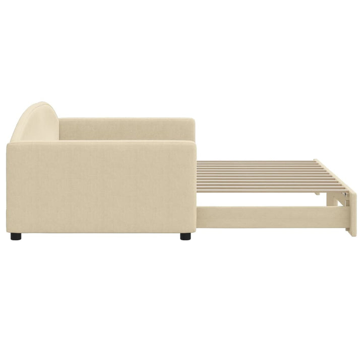 daybed med udtræk 100x200 cm stof cremefarvet