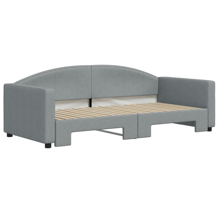 daybed med udtræk 90x190 cm stof lysegrå