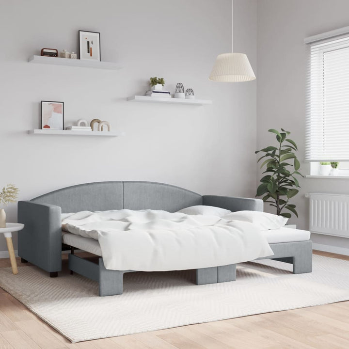 daybed med udtræk 90x190 cm stof lysegrå