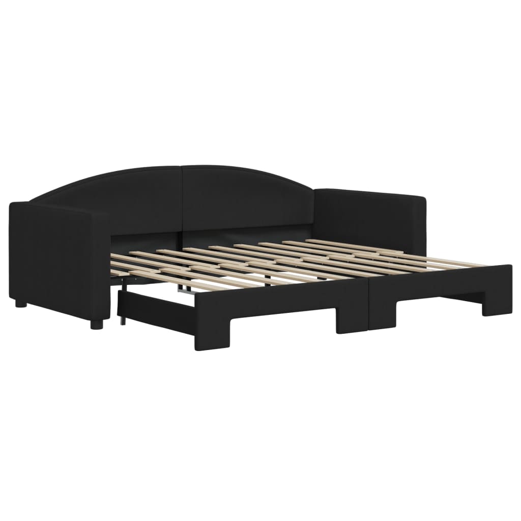 daybed med udtræk 90x190 cm stof sort