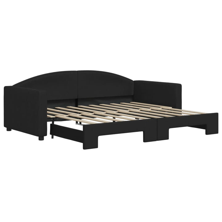 daybed med udtræk 90x190 cm stof sort