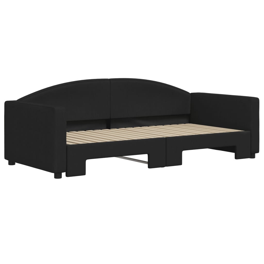 daybed med udtræk 90x190 cm stof sort