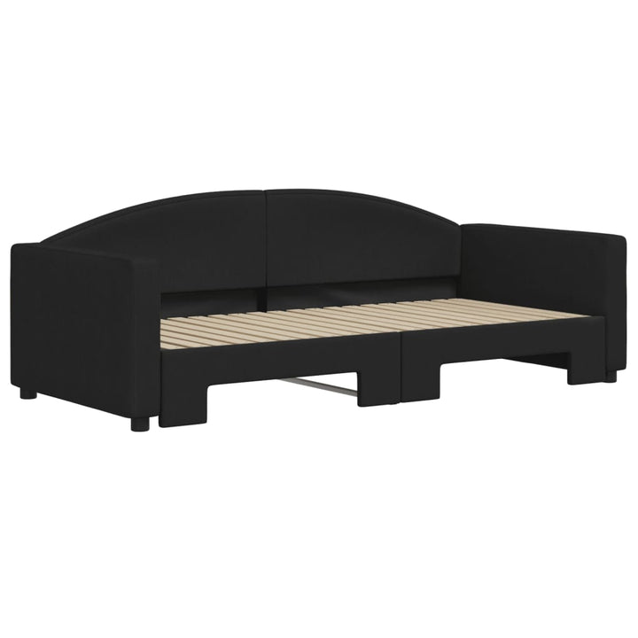 daybed med udtræk 90x190 cm stof sort