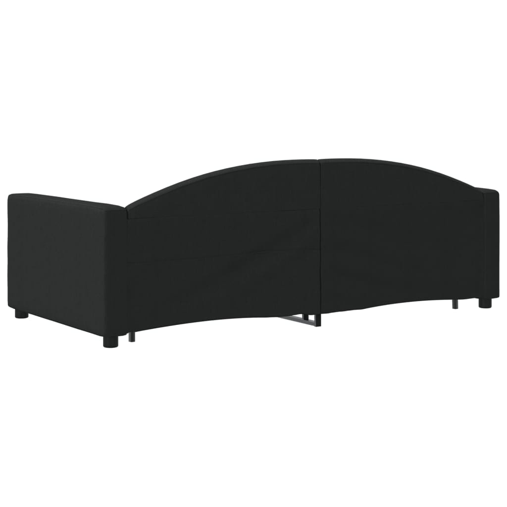 daybed med udtræk 90x190 cm stof sort