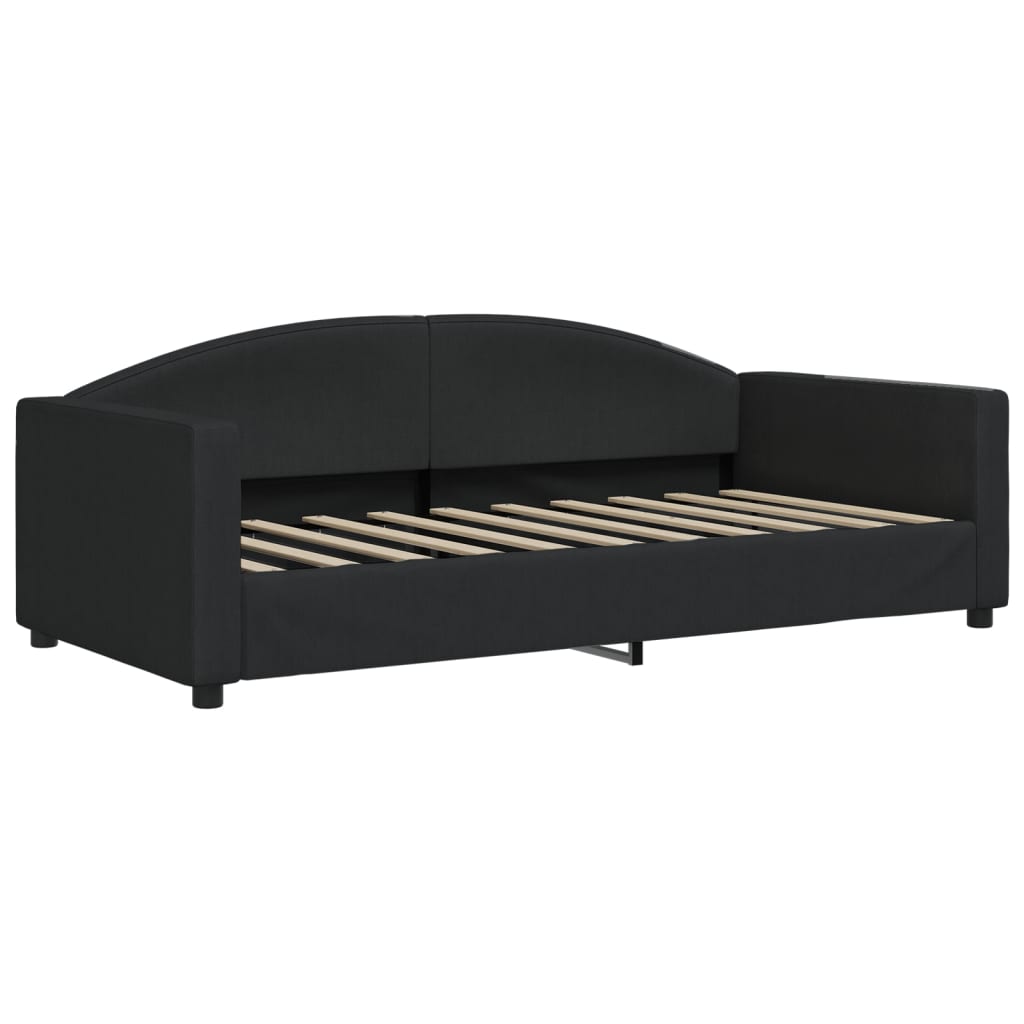 daybed med udtræk 90x190 cm stof sort