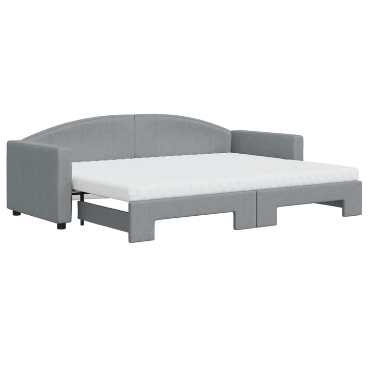 daybed med udtræk og madras 80x200 cm stof lysegrå