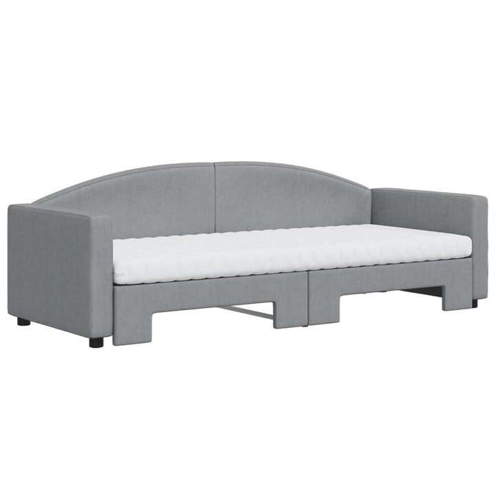 daybed med udtræk og madras 80x200 cm stof lysegrå