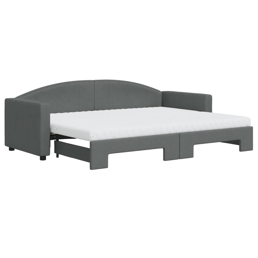daybed med udtræk og madras 80x200 cm stof mørkegrå