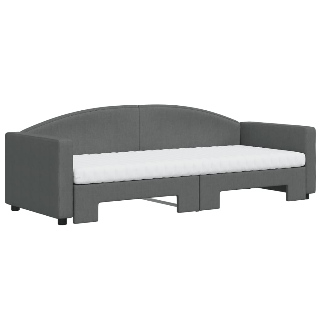 daybed med udtræk og madras 80x200 cm stof mørkegrå