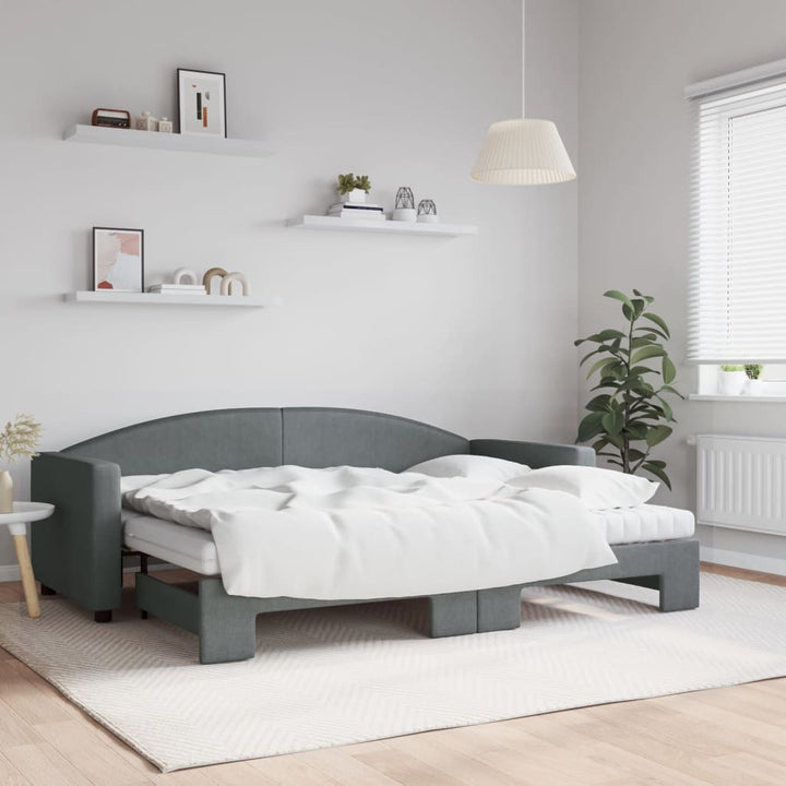 daybed med udtræk og madras 80x200 cm stof mørkegrå