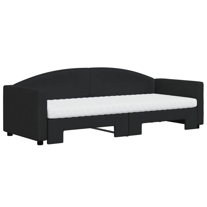 daybed med udtræk og madras 80x200 cm stof sort
