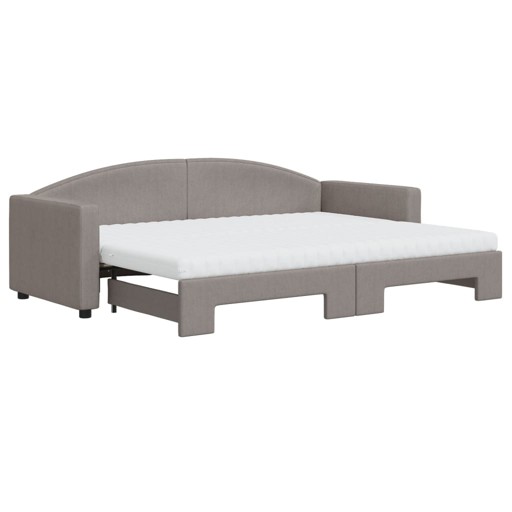 daybed med udtræk og madras 80x200 cm stof gråbrun