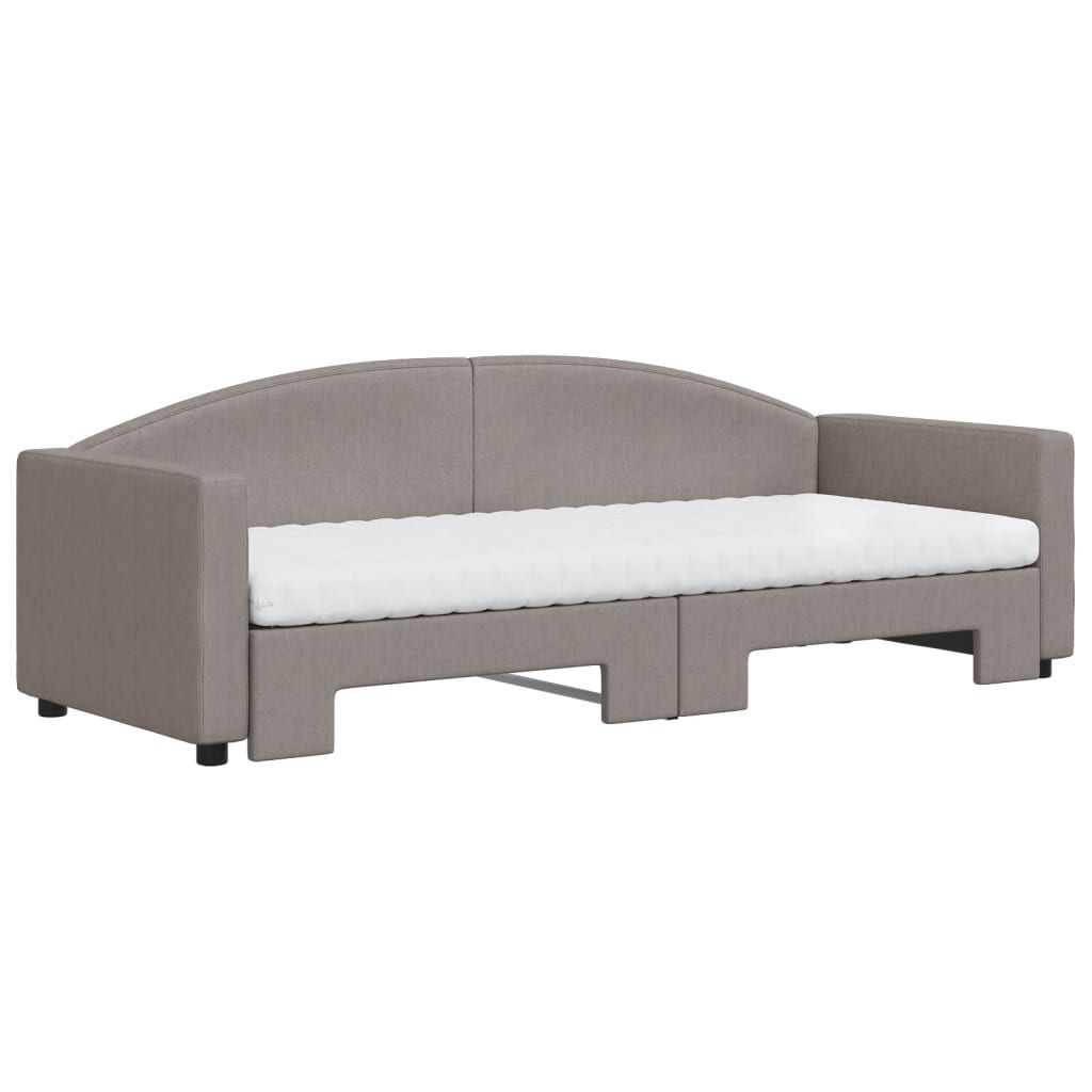 daybed med udtræk og madras 80x200 cm stof gråbrun