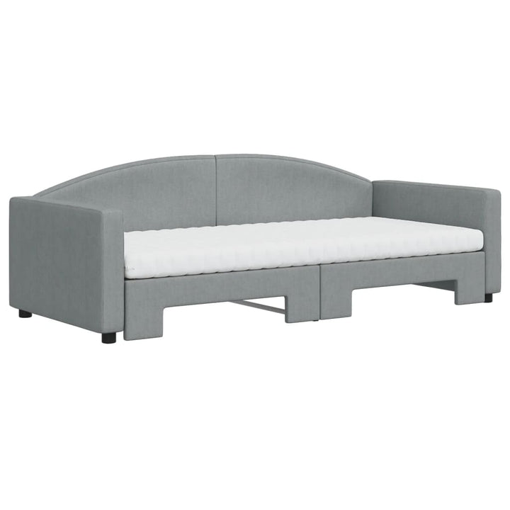daybed med udtræk og madras 90x200 cm stof lysegrå