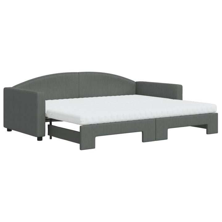 daybed med udtræk og madras 90x200 cm stof mørkegrå
