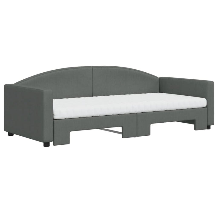 daybed med udtræk og madras 90x200 cm stof mørkegrå