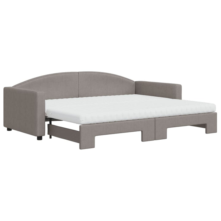 daybed med udtræk og madras 90x200 cm stof gråbrun