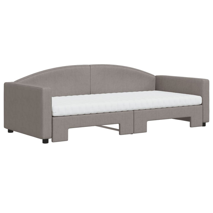 daybed med udtræk og madras 90x200 cm stof gråbrun