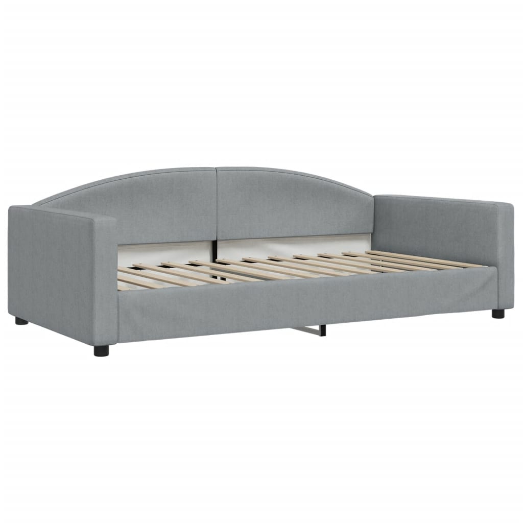 daybed med udtræk og madras 100x200 cm stof lysegrå