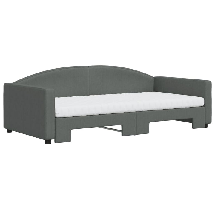 daybed med udtræk og madras 100x200 cm stof mørkegrå