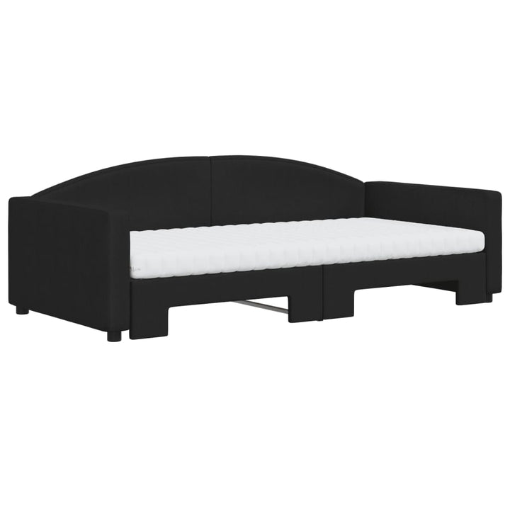 daybed med udtræk og madras 100x200 cm stof sort