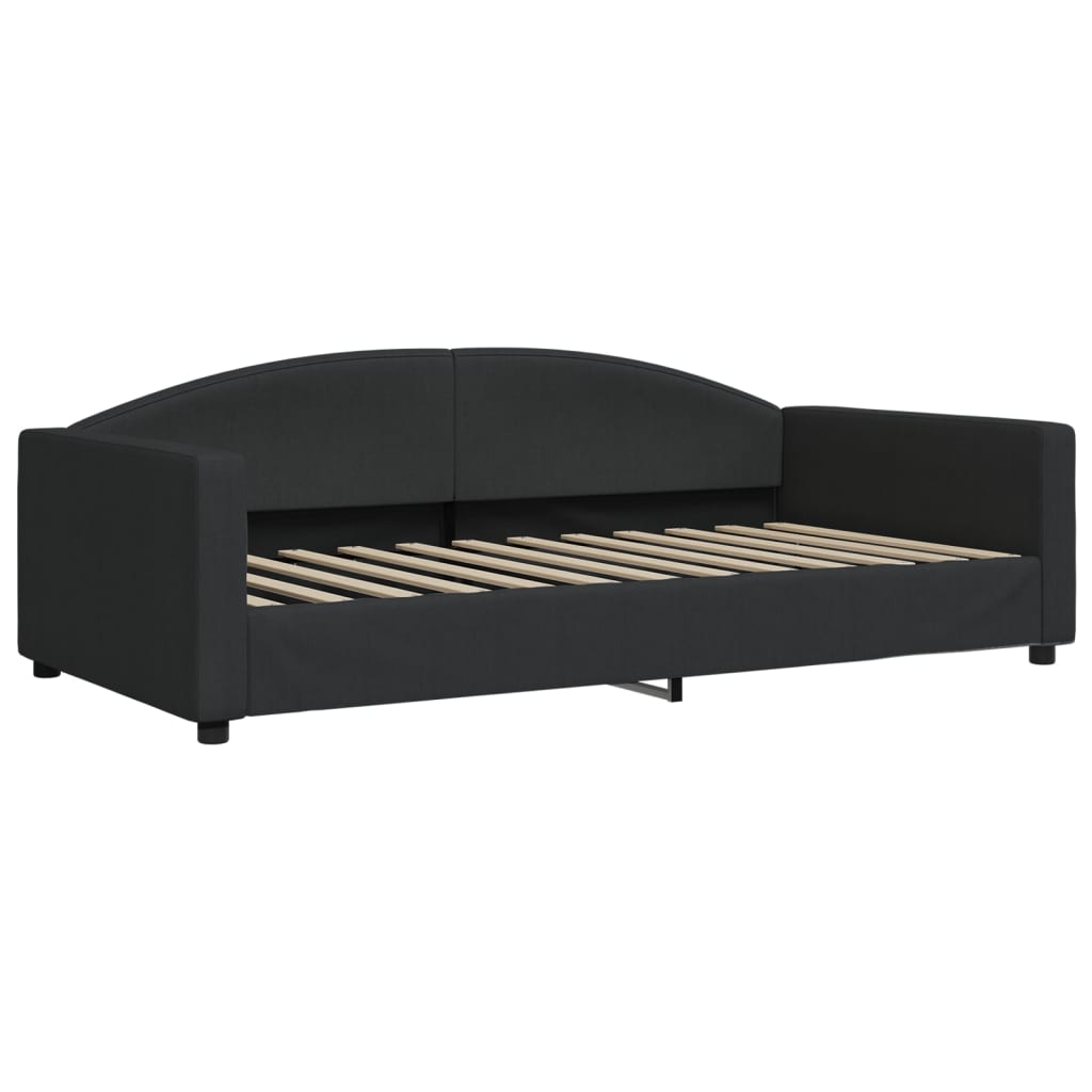 daybed med udtræk og madras 100x200 cm stof sort