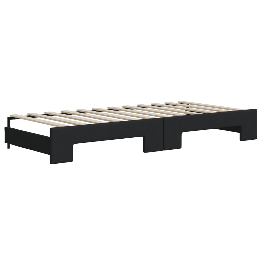 daybed med udtræk og madras 100x200 cm stof sort