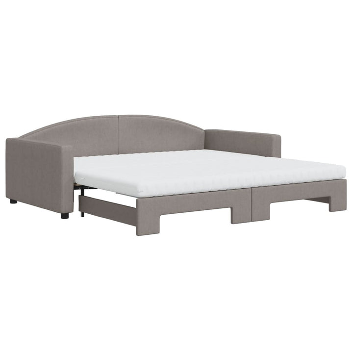 daybed med udtræk og madras 100x200 cm stof gråbrun