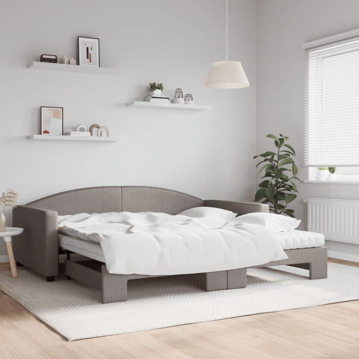 daybed med udtræk og madras 100x200 cm stof gråbrun