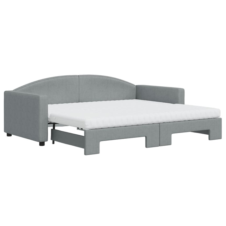 daybed med udtræk og madras 90x190 cm stof lysegrå