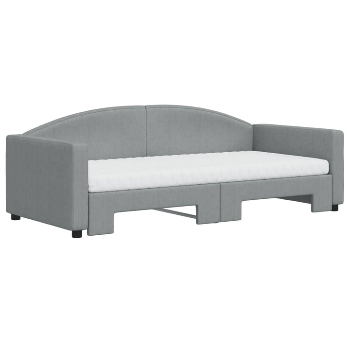 daybed med udtræk og madras 90x190 cm stof lysegrå