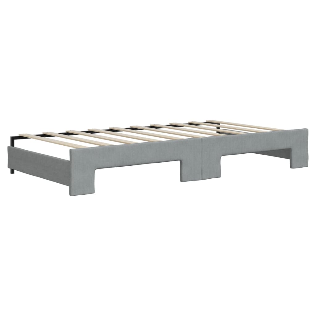 daybed med udtræk og madras 90x190 cm stof lysegrå