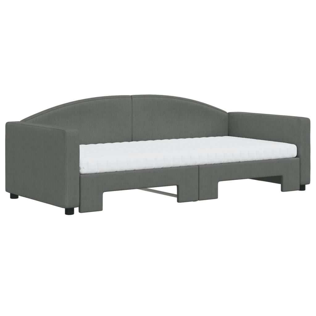 daybed med udtræk og madras 90x190 cm stof mørkegrå