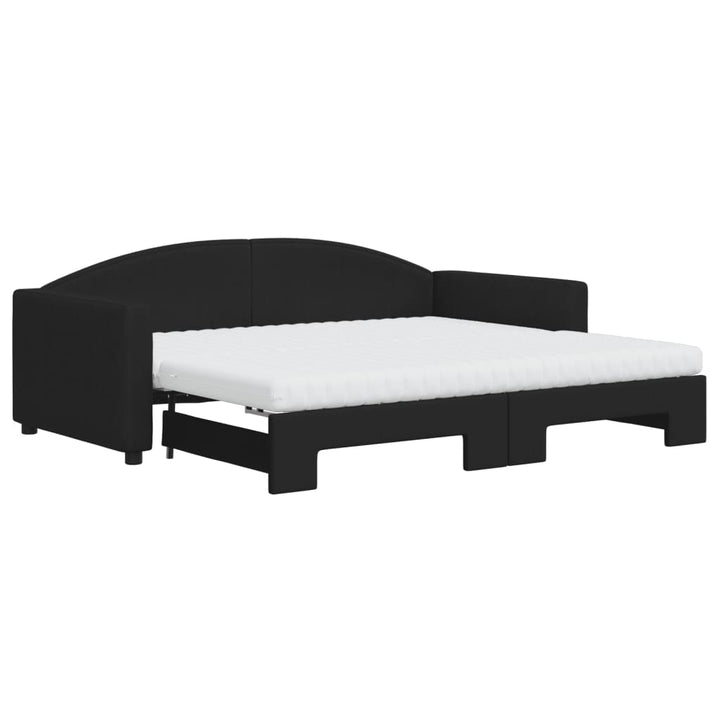 daybed med udtræk og madras 90x190 cm stof sort